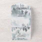 Woodland Forest Mountain Waterverf Wedding All In One Uitnodiging (Buitenkant)