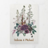 Woodland Forest Mountain Waterverf Wedding Drieluik Uitnodiging (Cover)