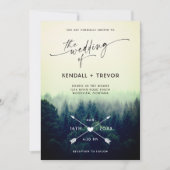 Woodland Forest Mountains Trees Wedding Invitation Kaart (Voorkant)