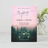 Woodland Forest Mountains Trees Wedding Invitation Kaart (Staand voorkant)