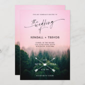 Woodland Forest Mountains Trees Wedding Invitation Kaart (Voorkant / Achterkant)