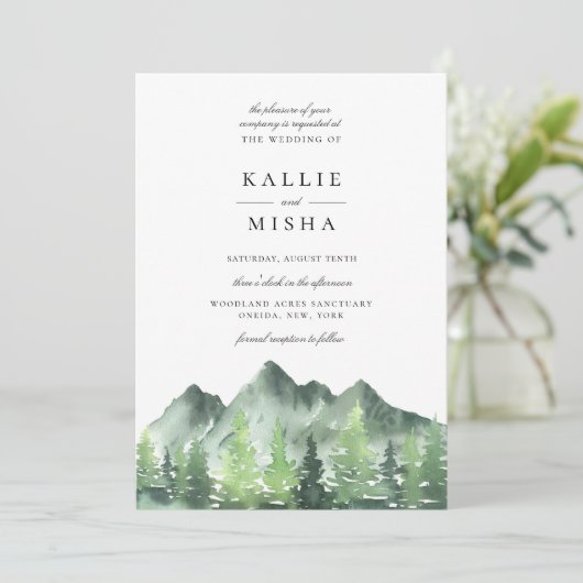 Woodland Forest Mountains Wedding Kaart (Staand voorkant)