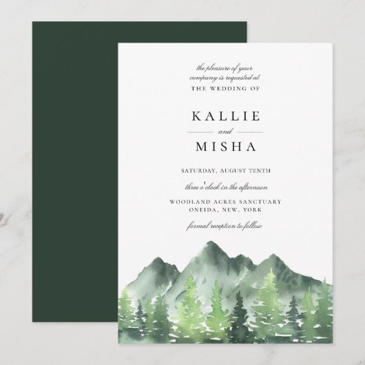 Woodland Forest Mountains Wedding Kaart (Voorkant / Achterkant)