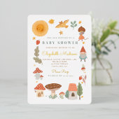 Woodland Forest Mushroom Baby shower Folie Invitat Folie Uitnodiging (Staand Voorkant)
