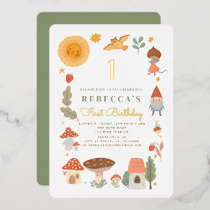 Woodland Forest Mushroom Baby shower Folie Invitat Uitnodiging