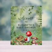 Woodland Forest Mushrooms Script Welkomstbord Acryl Bord (Neutraal)