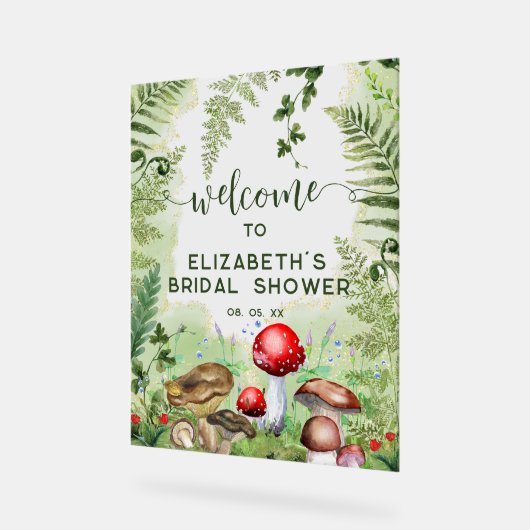 Woodland Forest Mushrooms Script Welkomstbord Acryl Bord (Hoek)