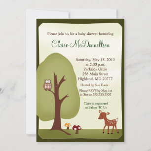 Woodland Forest Natuur 5x7 Baby shower Invitation Kaart