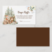 Woodland Forest Neutral Baby shower Luier Raffle Informatiekaartje (Voorkant / Achterkant)