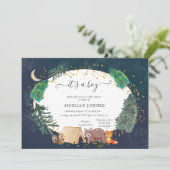 Woodland Forest Night Baby shower uitnodiging (Staand voorkant)