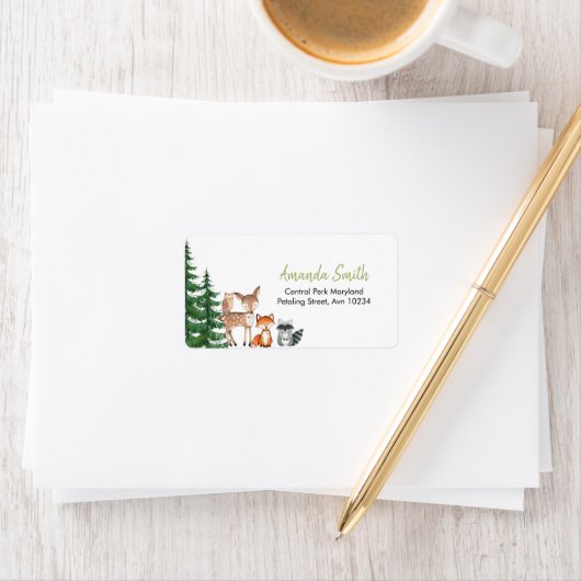 Woodland Forest Oh Boy Baby shower Adres Etiket (Insitu)