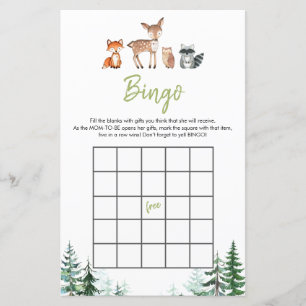 Woodland Forest Oh Boy Baby shower Bingo Spel