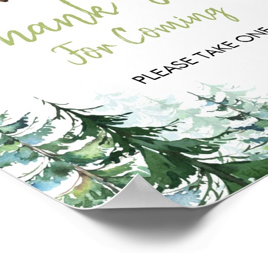 Woodland Forest Oh Boy Baby shower Dank je wel Poster (Hoek)