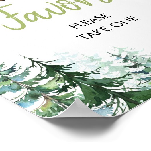 Woodland Forest Oh Boy Baby shower Favors Sign Poster (Hoek)