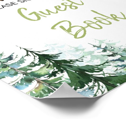 Woodland Forest Oh Boy Baby shower Gastboek Poster (Hoek)