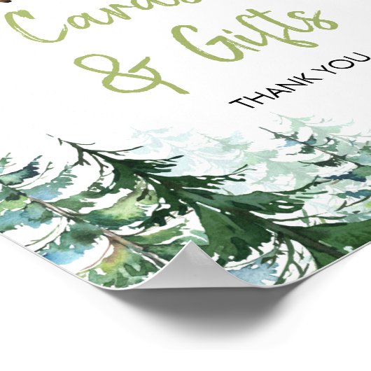 Woodland Forest Oh Boy Baby shower Kaarten en gesc Poster (Hoek)