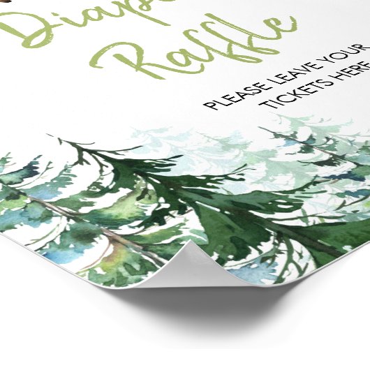 Woodland Forest Oh Boy Baby shower Luier Raffle Poster (Hoek)