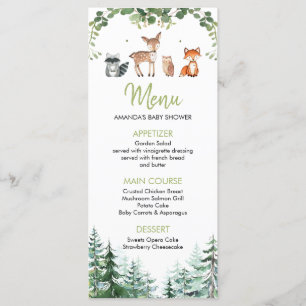 Woodland Forest Oh Boy Baby shower Menu