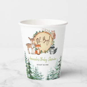 Woodland Forest Oh Boy Baby shower Papieren Bekers