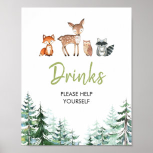 Woodland Forest Oh Boy Baby shower Snacks Drinken Poster