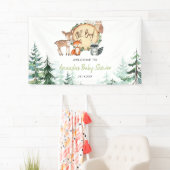 Woodland Forest Oh Boy Baby shower Welkom Groot Spandoek (Insitu)