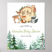 Woodland Forest Oh Boy Baby shower Welkom Poster (Voorkant)