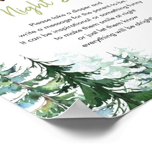 Woodland Forest Oh Boy Douche Late Night Luier Poster (Hoek)