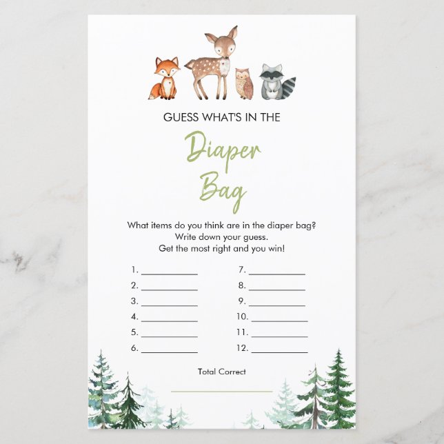 Woodland Forest Oh Boy Shower Wat zit er in een lu (Voorkant)