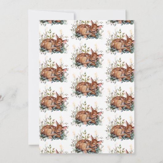 Woodland Forest Oh Deer Baby shower Kaart (Achterkant)