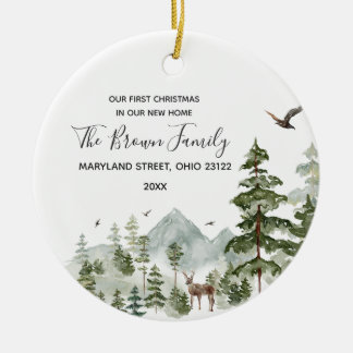 Woodland Forest Onze 1e Kerstmis in ons nieuwe hui Keramisch Ornament