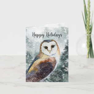 Woodland Forest Owl Happy Holiday Kaart