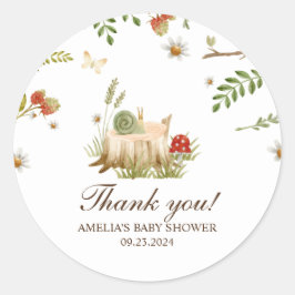 Woodland forest paddestoelen floral baby shower ronde sticker