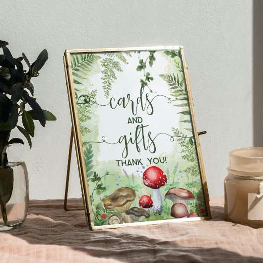 Woodland Forest Paddestoelen Varens Script Kaarten Poster