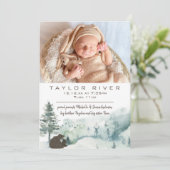 Woodland Forest Pine Beer Fotoaankondiging Aankondiging (Staand voorkant)