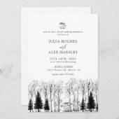 Woodland Forest Pine Tree | Rustic Casual Wedding Kaart (Voorkant / Achterkant)