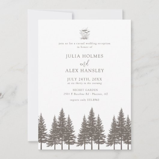 Woodland Forest Pine Tree | Rustic Casual Wedding Kaart (Voorkant)