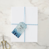 Woodland, Forest, Pine Trees Blue Dank je cadeautj Cadeaulabel (Met Touw)