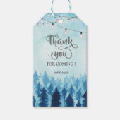Woodland, Forest, Pine Trees Blue Dank je cadeautj Cadeaulabel (Voorkant)