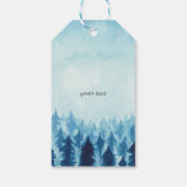 Woodland, Forest, Pine Trees Blue Dank je cadeautj Cadeaulabel (Achterkant)