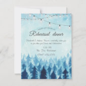 Woodland, Forest, Pine Trees Blue Rehearsal Dinner Kaart (Voorkant)