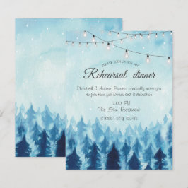 Woodland, Forest, Pine Trees Blue Rehearsal Dinner Kaart