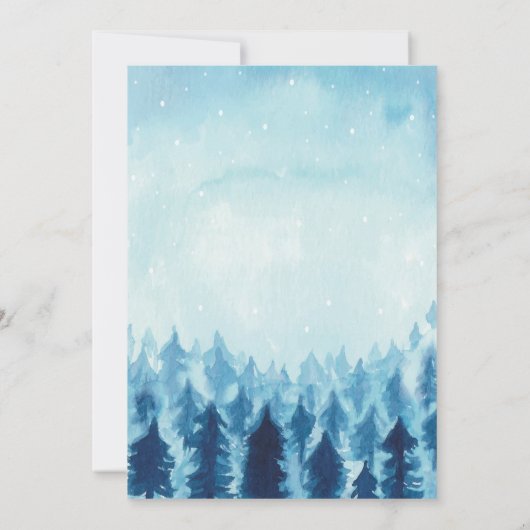 Woodland, Forest, Pine Trees Blue Save the Date (Achterkant)