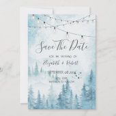 Woodland, Forest, Pine Trees lichten de datum op Save The Date (Voorkant)