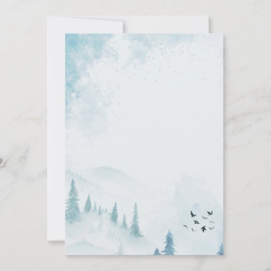 Woodland, Forest, Pine Trees lichten de datum op Save The Date (Achterkant)