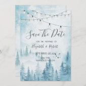 Woodland, Forest, Pine Trees lichten de datum op Save The Date (Voorkant / Achterkant)