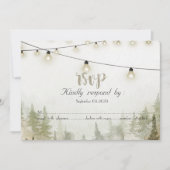 Woodland, Forest, Pine Trees, Lights RSVP Kaart (Voorkant)