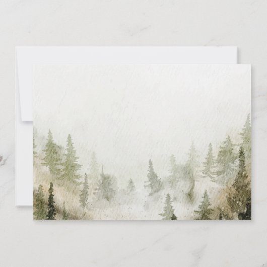 Woodland, Forest, Pine Trees, Lights RSVP Kaart (Achterkant)