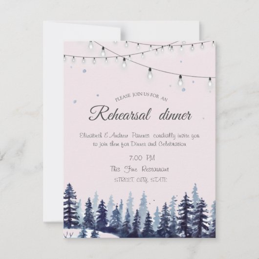 Woodland, Forest, Pine Trees Rehearsal Dinner Kaart (Voorkant)