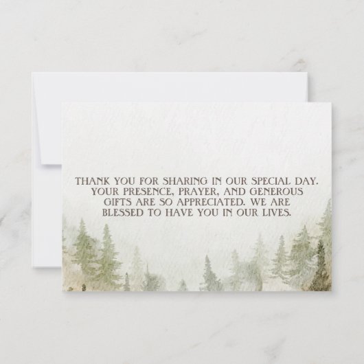 Woodland, Forest, Pine Trees, String Lights Bedankkaart (Achterkant)