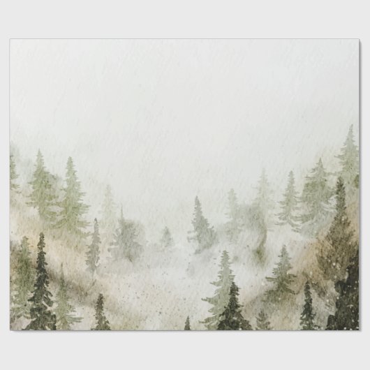 Woodland, Forest, Pine Trees, String Lights Cadeaupapier (Vlak)